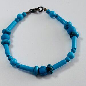 Turquoise Tube & Round Bead Bracelet Southwestern Boho